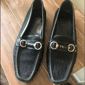 Black logo loafers